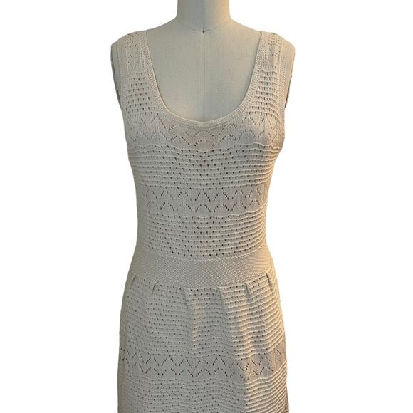 Jessica Simpson Dress White Knit Sweater Fit & Flare Lined Womens Size Medium - Picture 3 of 10